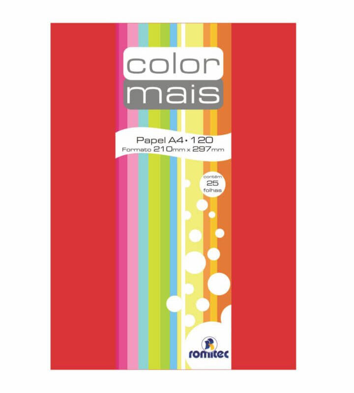 Papel A4 120 GSM Color Color Mais Vermelho com 25 Folhas