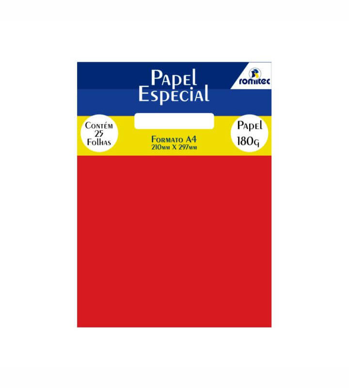 Papel A4 180 GSM Color Color Mais Vermelho com 25 Folhas