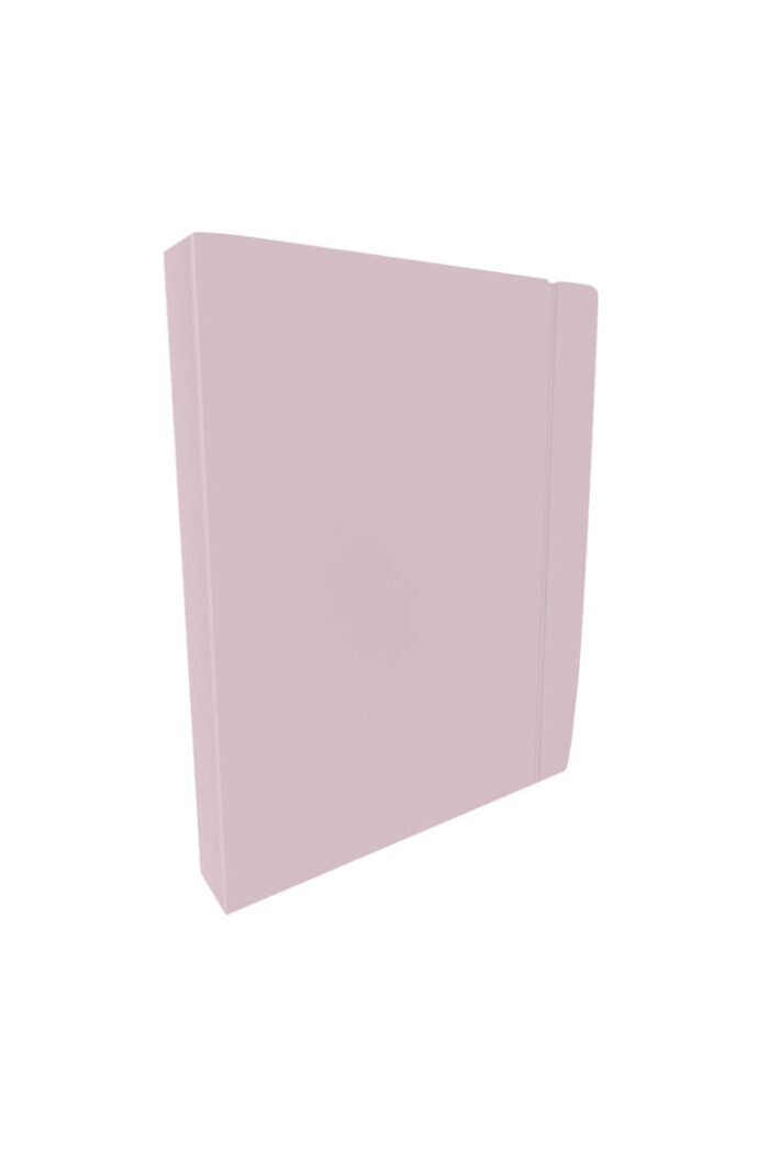 Fichário Colegial PP lombada 4 cm com Elástico 10 Sacos e 20 Folhas Rosa Pastel