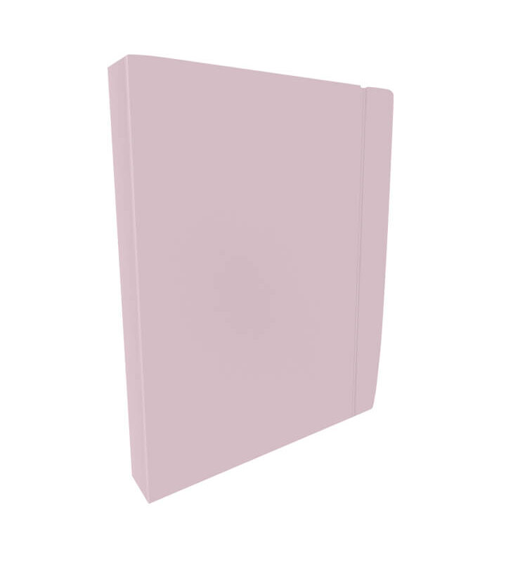 Fichário Colegial PP lombada 4 cm com Elástico 10 Sacos e 20 Folhas Rosa Pastel