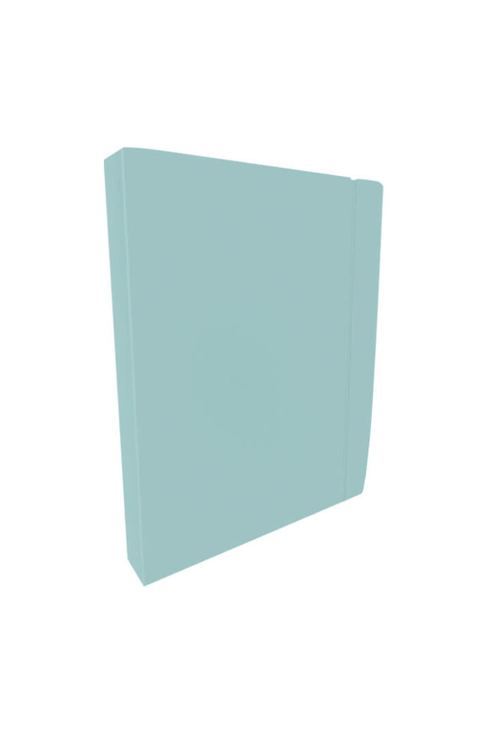 Fichário Colegial PP lombada 4 cm com Elástico 10 Sacos e 20 Folhas Azul Pastel