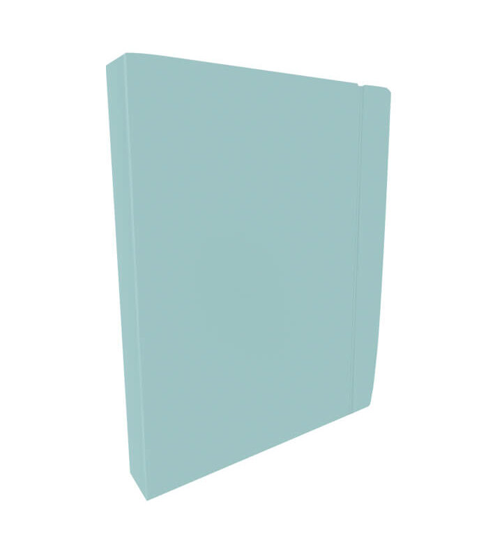 Fichário Colegial PP lombada 4 cm com Elástico 10 Sacos e 20 Folhas Azul Pastel