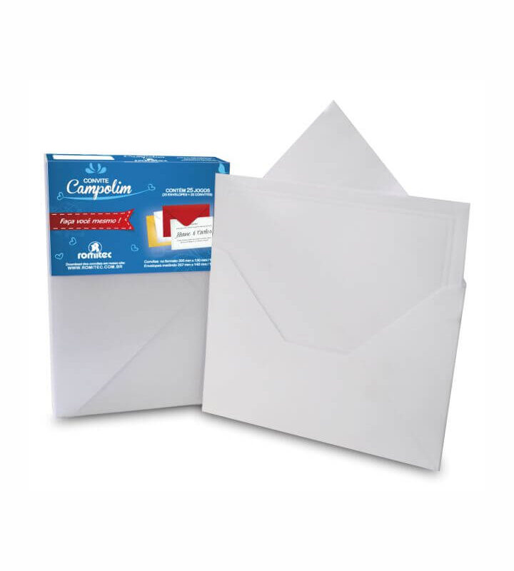 Envelope Convite 120 Alta Gramatura 207mm X 140mm e Cartões 205mm X 130mm Textura Linho Branco com 25