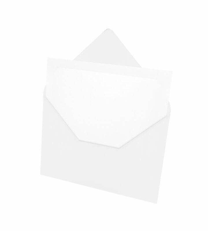 Envelope Convite 120 Alta Gramatura 207mm X 140mm e Cartões 205mm X 130mm Metálico Branco com 25