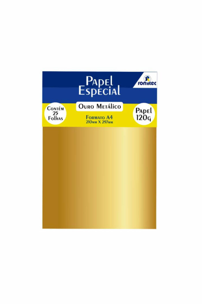 Papel A4 120 GSM Color Color Mais Metálico Ouro com 25 Folhas