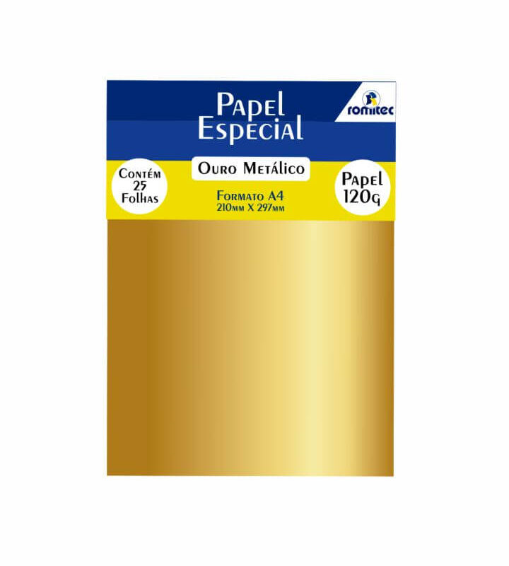 Papel A4 120 GSM Color Color Mais Metálico Ouro com 25 Folhas