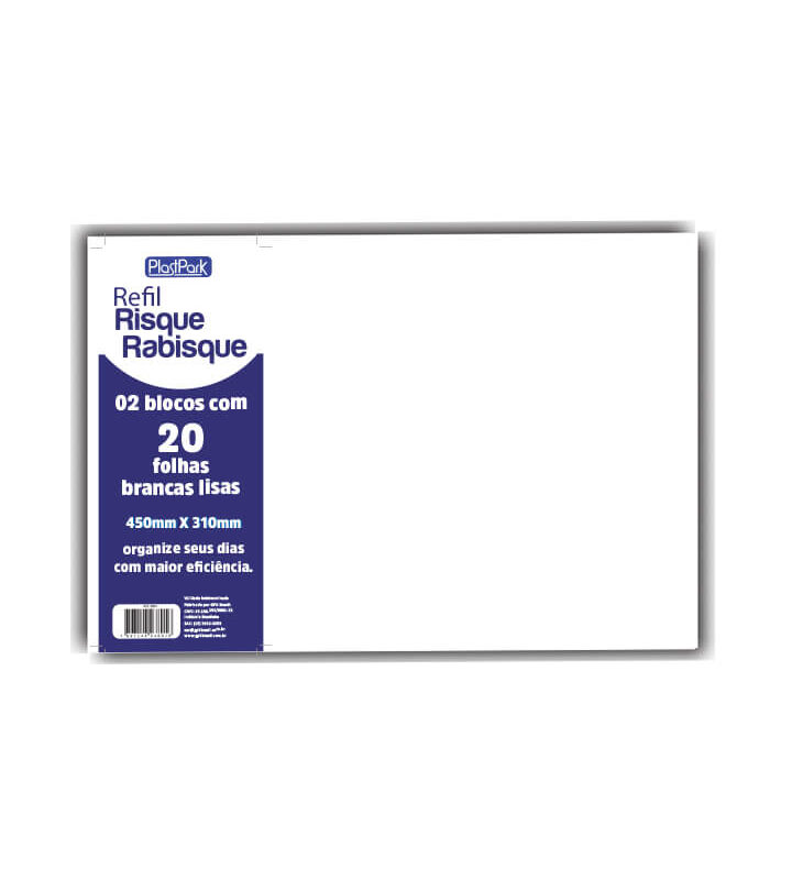 Refil Risque Rabisque 450mm X 310mm bloco de 20 folhas Lisas com 2
