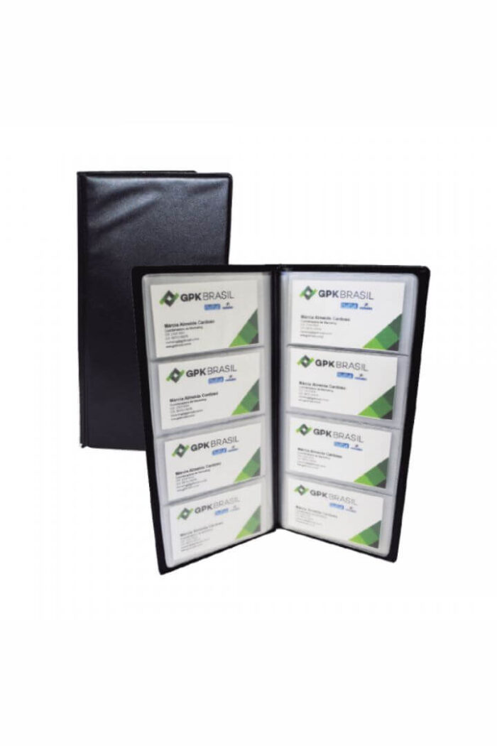 Porta cartão de visita PVC para 80 cards frente e verso Preto
