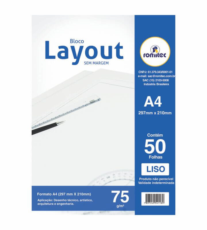 Bloco de Layout A4 com 50 folhas 75 GSM 210mm X 297mm com 5