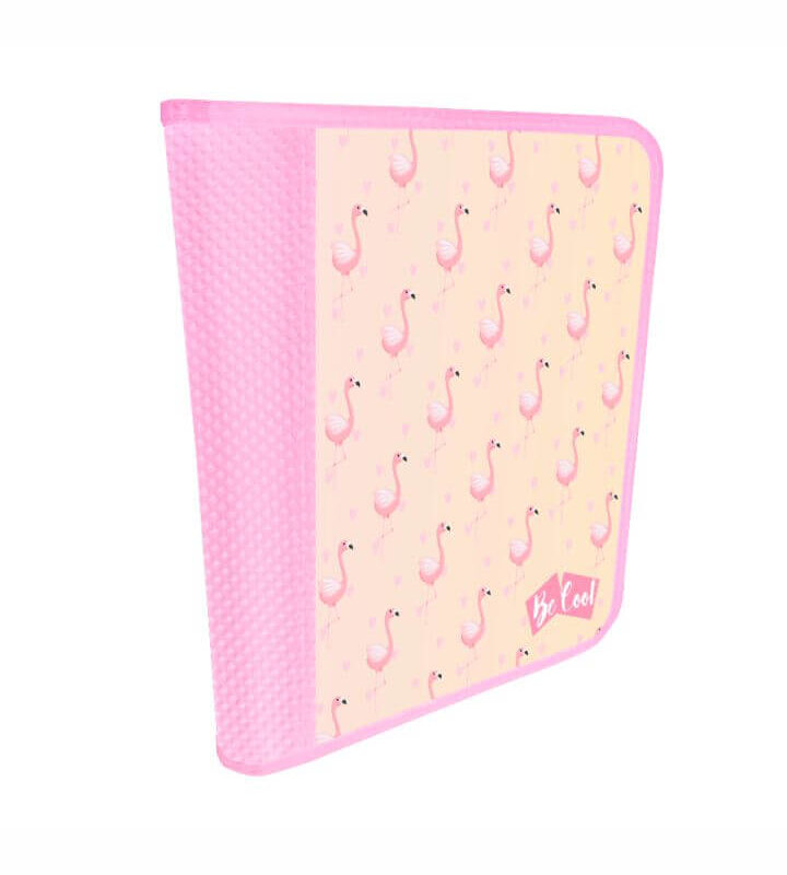 Fichário Costurado Be Cool com Zíper Lombo Pink com Textura Rosa