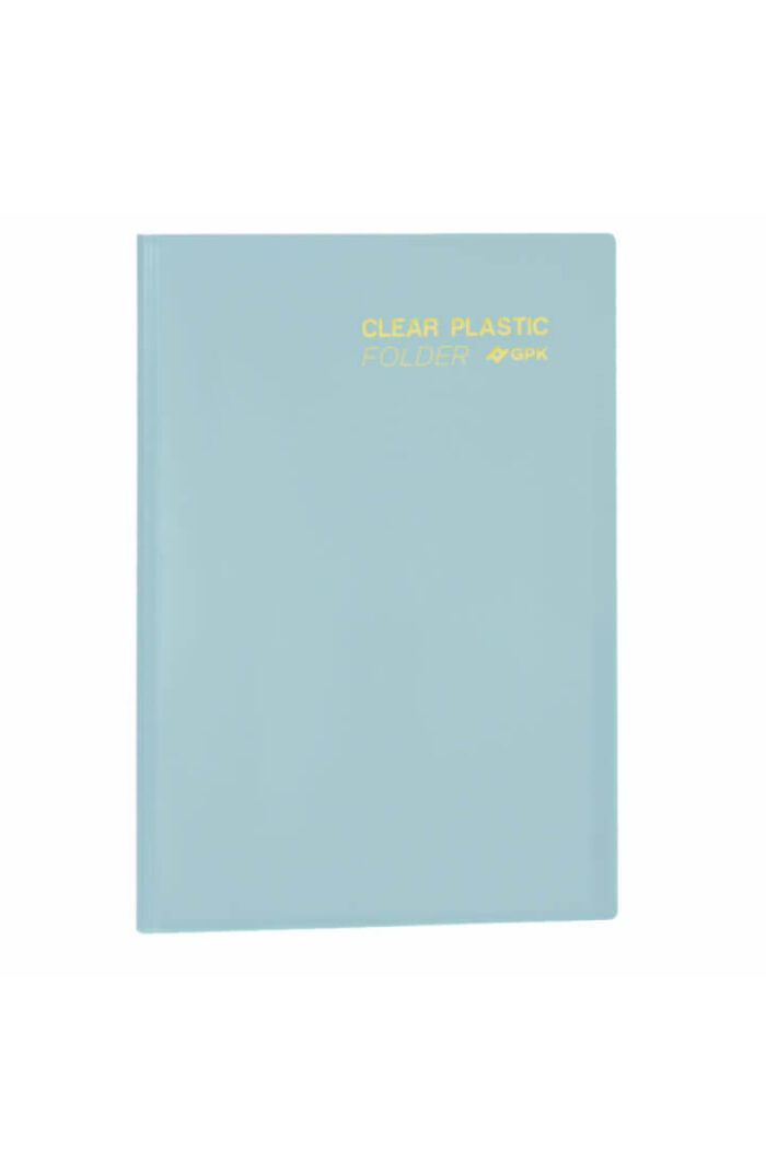 Pasta Catálogo PP Ofício Clear Plastic Folder 20 Sacos Azul Pastel com 10
