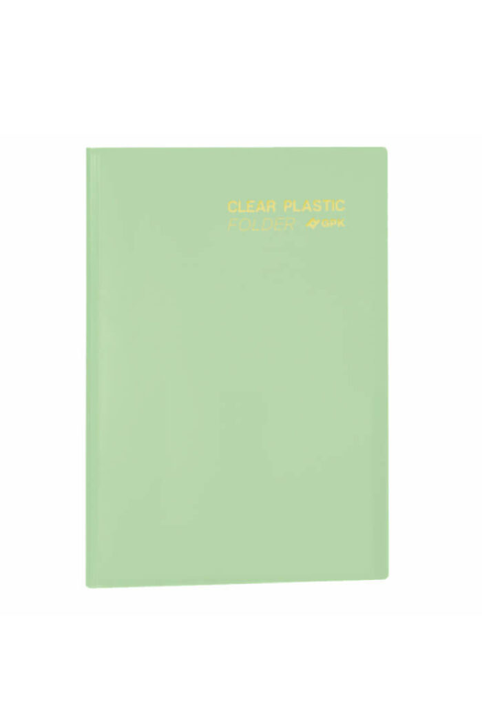 Pasta Catálogo PP Ofício Clear Plastic Folder 40 Sacos Verde Pastel com 10