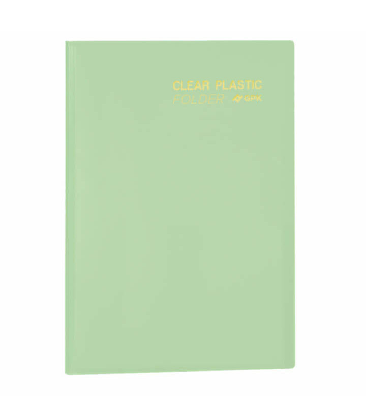 Pasta Catálogo PP Ofício Clear Plastic Folder 40 Sacos Verde Pastel com 10