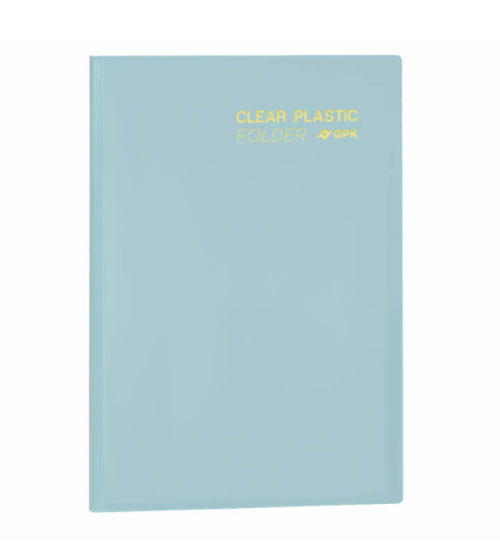 Pasta Catálogo PP Ofício Clear Plastic Folder 20 Sacos Azul Pastel