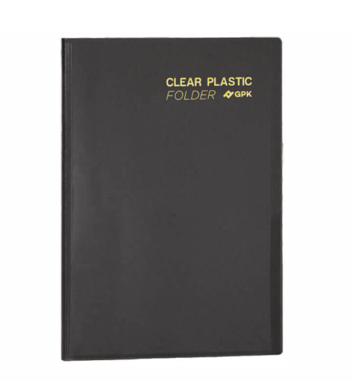 Pasta Catálogo PP Ofício Clear Plastic Folder 30 Sacos Preto
