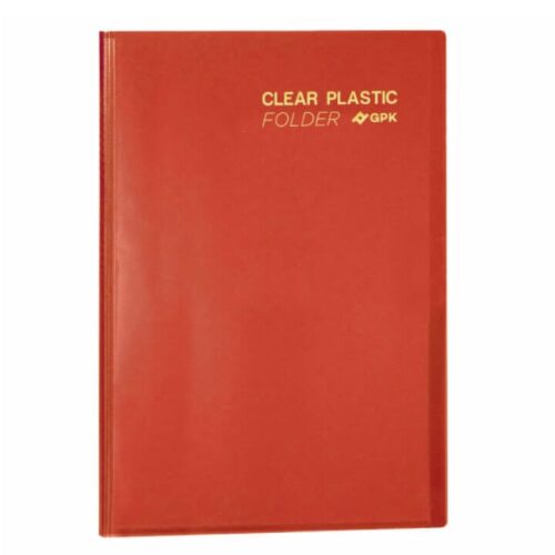 Pasta Catálogo Ofício Clear Plastic Folder 30 Sacos PP 23x33 cm Vermelho PlastPark