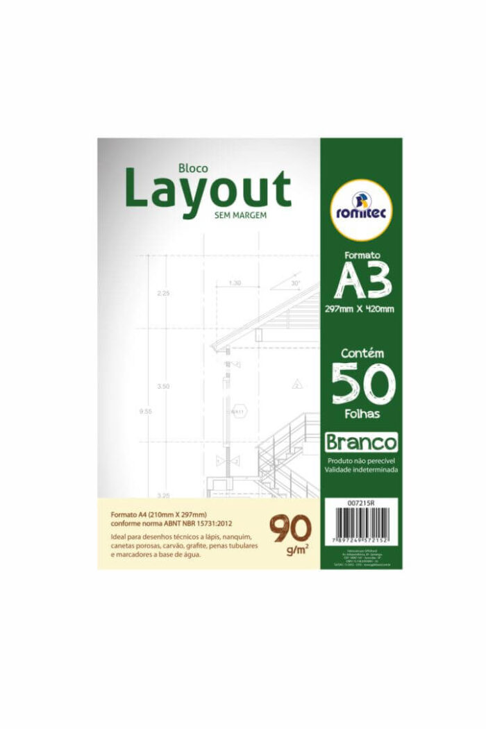 Bloco de Layout A3 com 50 folhas 90 GSM 210mm X 297mm