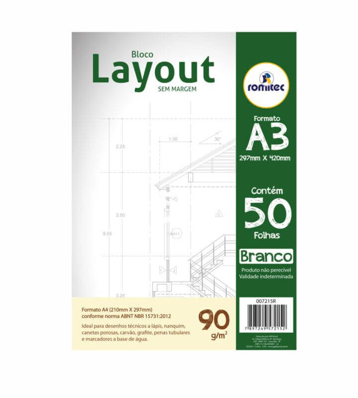 Bloco de Layout A3 com 50 folhas 90 GSM 210mm X 297mm