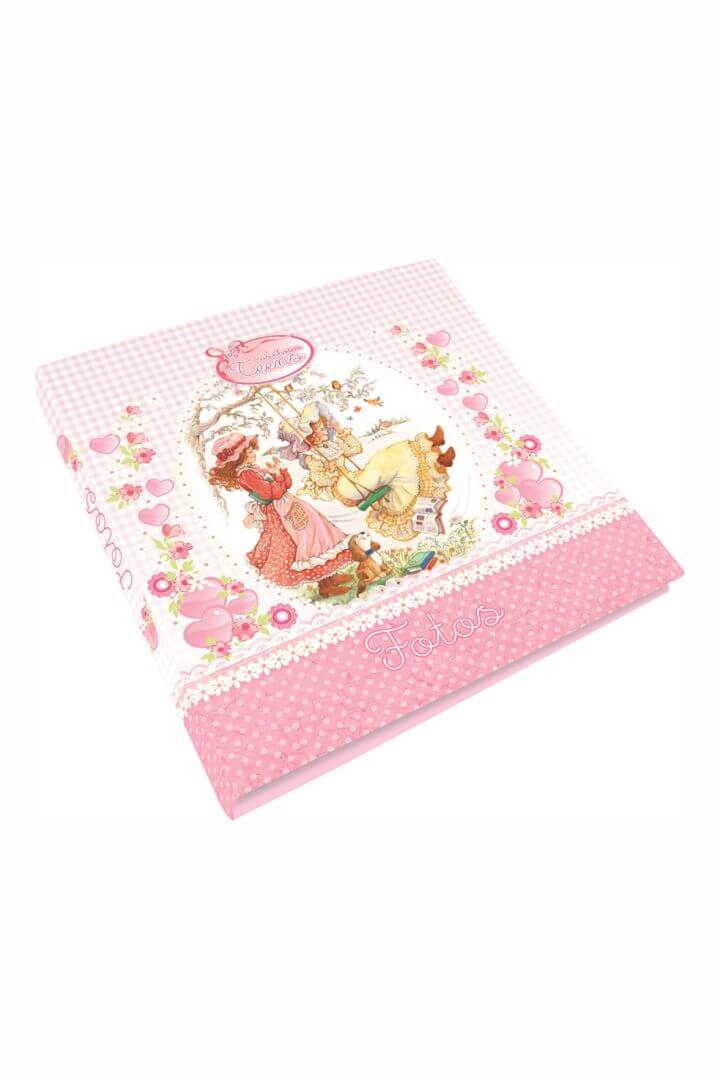 Álbum de Fotografia Carinhosos Teens Retrô para 120 Foto de Até 15x10 cm 22x24 cm Rosa PlastPark