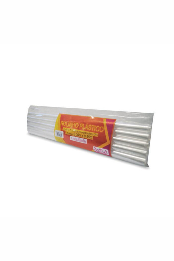 Rolo plástico PP para Encapar 0,45 m X 2 m liso incolor com 5