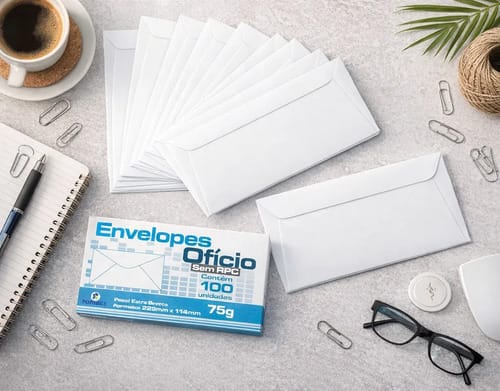 Envelope Ofício 75 g/m² Caixa de Cartão 11x23 cm Branco 100 Unidades Romitec - Imagem 3