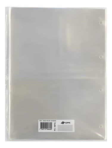 Protetor de Folhas Saco Plástico 4 Furos A4 Grosso PP 23x30 cm Transparente 500 Unidades PlastPark - Imagem 3