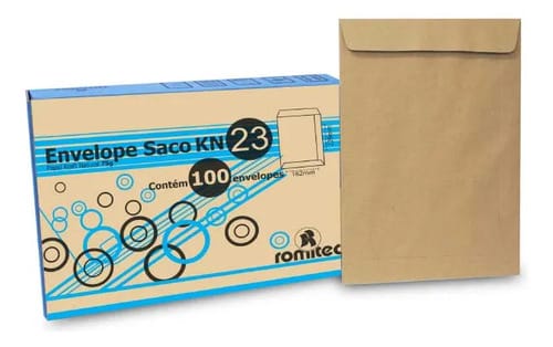 Envelope Saco 75 g/m² Kn23 Kraft 16x23 cm Natural 100 Unidades Romitec - Imagem 2