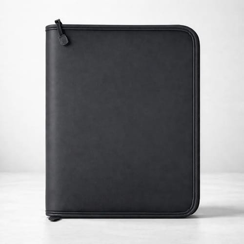 Fichário Costurado Executivo A4 com Zíper 96 Folhas 10 Divisória Corino PVC 28x34 cm Preto PlastPark - Imagem 8