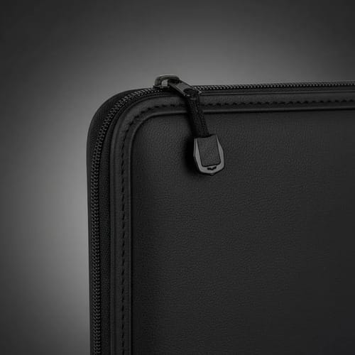 Fichário Costurado Executivo A4 com Zíper 96 Folhas 10 Divisória Corino PVC 28x34 cm Preto PlastPark - Imagem 6