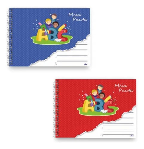 Caderno Universitário Meia Pauta 60 Folhas Espiral Capa Dura 28x20 cm Sortido Romitec