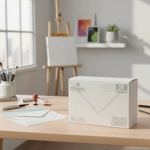 Envelope Convite 120 g/m² Textura Linho 16x22 cm Branco 50 Unidades Romitec - Imagem 2