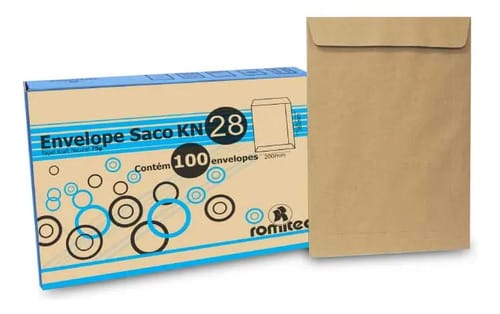 Envelope Saco 75 g/m² Kn28 Kraft 20x28 cm Natural 100 Unidades Romitec - Imagem 2
