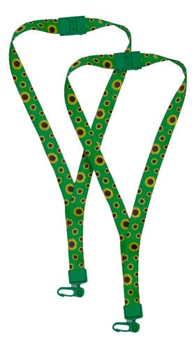 Cordão para Crachá Presilha Plástica Trava Anti Sufocamento Girassol Nylon 2x42 cm Verde PlastPark 2 Unid 2 Unidades