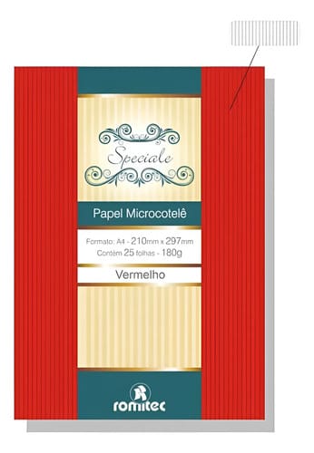 Papel A4 180 g/m² Textura Microcotele Color Mais 25 Folhas 21x30 cm Vermelho Romitec
