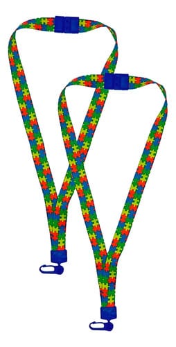Cordão para Crachá Presilha Plástica Trava Anti Sufocamento Quebra Cabeça-tea Nylon 2x42 cm Azul PlastPark 2 Unid 2 Unidades