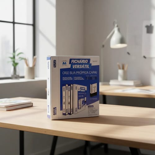 Fichário Personalizável A4 Lombada 6 cm 4 Argolas para 420 Folhas PVC 26x31 cm Branco PlastPark - Imagem 6