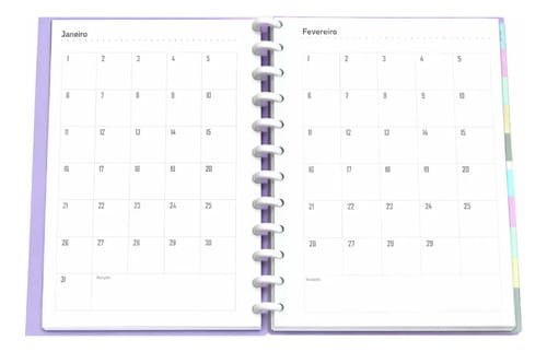 Caderno Colegial 50 Folhas Disco Capa PP com Estojo Régua e 10 Divisórias 18x24 cm Lilás Romitec - Imagem 4