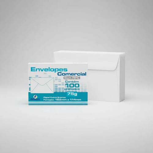 Envelope Comercial Carta 75 g/m² Caixa de Cartão 11x16 cm Branco 100 Unidades Romitec - Imagem 4