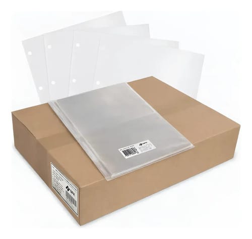 Protetor de Folhas Saco Plástico 4 Furos A4 Grosso PP 23x30 cm Transparente 500 Unidades PlastPark - Imagem 2