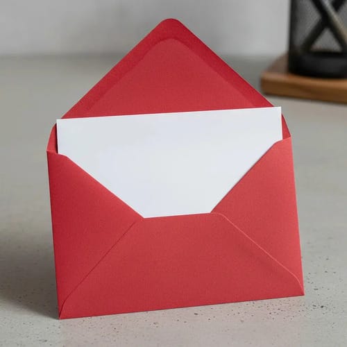 Envelope Convite + Cartões 120/180 g/m² 20x13 cm Casca de Ovo 14x21 cm Vermelho Romitec 25 Unid 25 Unidades - Imagem 4