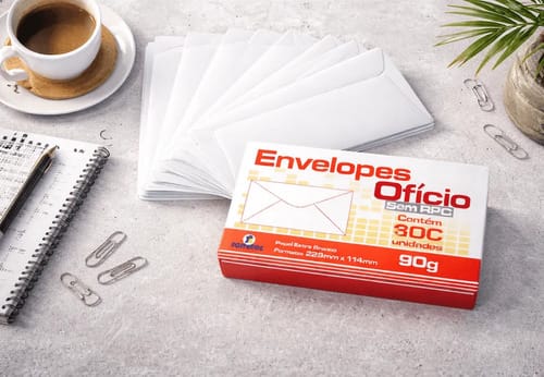 Envelope Ofício 90 g/m² Caixa de Cartão 11x23 cm Branco 100 Unidades Romitec - Imagem 4