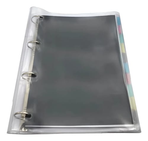 Fichário Universitário PVC 4 Argolas 96 Folhas e 10 Divisórias Cristal 22x30 cm Preto PlastPark - Imagem 2