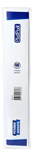Fichário Personalizável A4 Lombada 6 cm 4 Argolas para 420 Folhas PVC 26x31 cm Branco PlastPark - Imagem 3