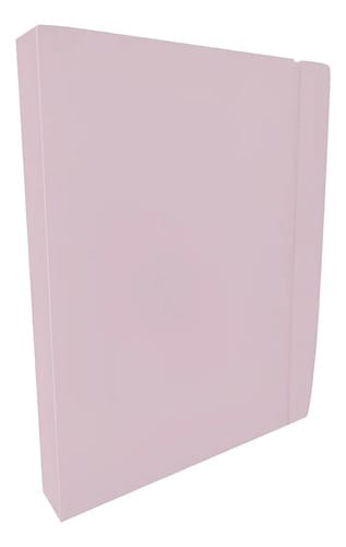 Fichário Colegial PP Lombada 4 cm com Elástico 10 Sacos e 20 Folhas 20x26 cm Rosa PlastPark