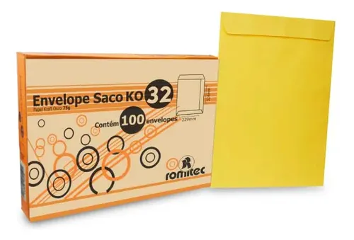 Envelope Saco 75 g/m² Ko32 Ouro 23x32 cm 100 Unidades Romitec - Imagem 2