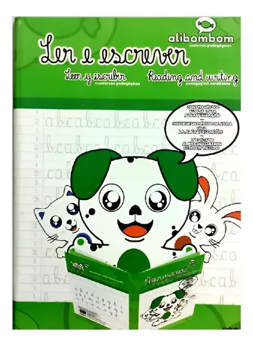 Caderno Alibombom Brochurão 80 Folhas Costurado Capa Dura Pautas Numeradas 123 20x28 cm Verde Romitec