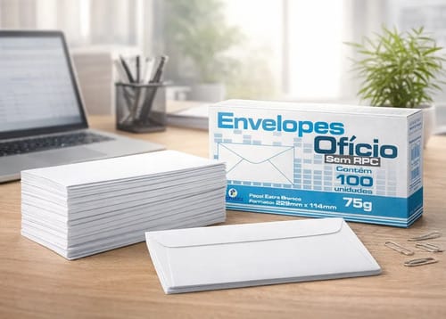 Envelope Ofício 75 g/m² Caixa de Cartão 11x23 cm Branco 100 Unidades Romitec - Imagem 4
