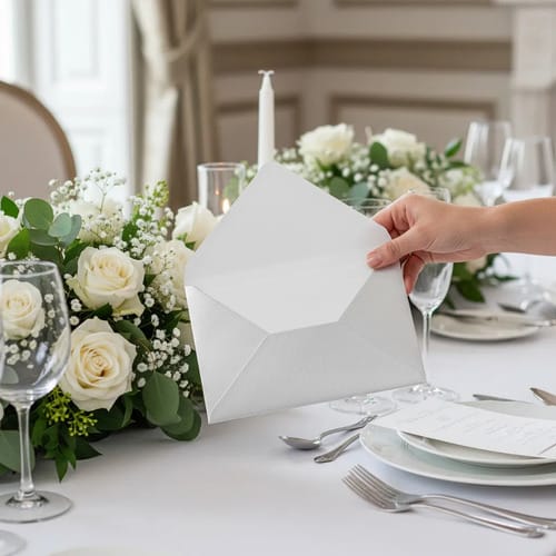 Envelope Convite 120 g/m² e Cartões 120 g/m² 20x13 cm Metálico 14x21 cm Branco 25 Unidades Romitec - Imagem 2