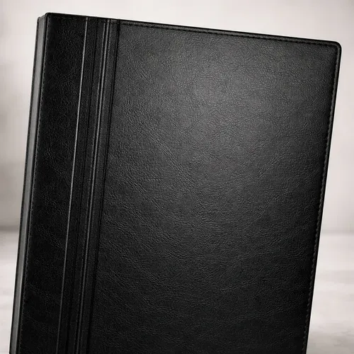 Pasta Catálogo Ofício Executiva Corino Luxo 100 Sacos Visor Interno Parafuso Metálico 25x36 cm Preto PlastPark - Imagem 4