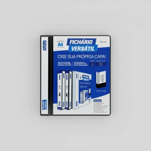 Fichário Personalizável A4 Lombada 4 cm 4 Argolas para 240 Folhas PVC 26x31 cm Branco PlastPark - Imagem 6